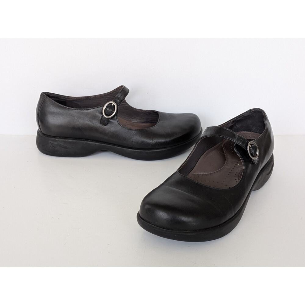 Dansko Womens Black Leather Mary Jane Shoes Size 38 EU US 7.5 - 8 Comfort Strap
